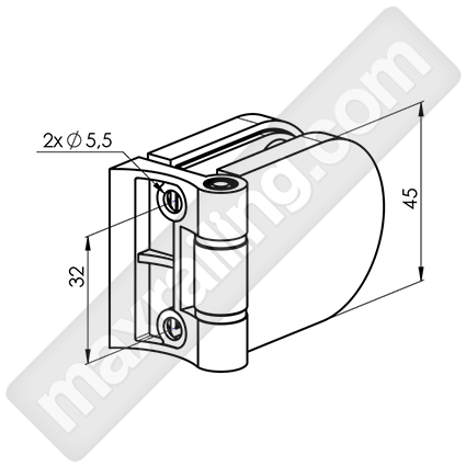 Панта за стъкло към колонка чертеж